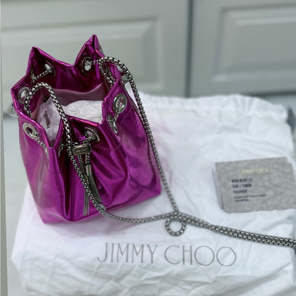 Jimmy Choo Pink Shoulder Bag with Metallic Finish